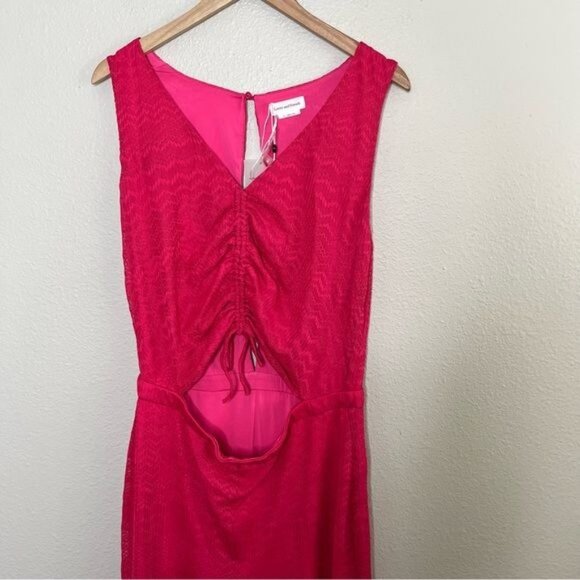 Lovers and friends Sharon hot pink cut out sleeveless jumpsuit size XL chevron - Picture 3 of 12